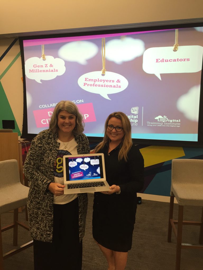 Dr. Marialice Curran (left), founder and CEO of Digital Citizenship Institute pictured with CEO of Digital Training Institute, Joanne Sweeney-Burke at the Digital Citizenship Summit which took place at Twitter Headquarters in San Francisco on Friday 25th October 2016.